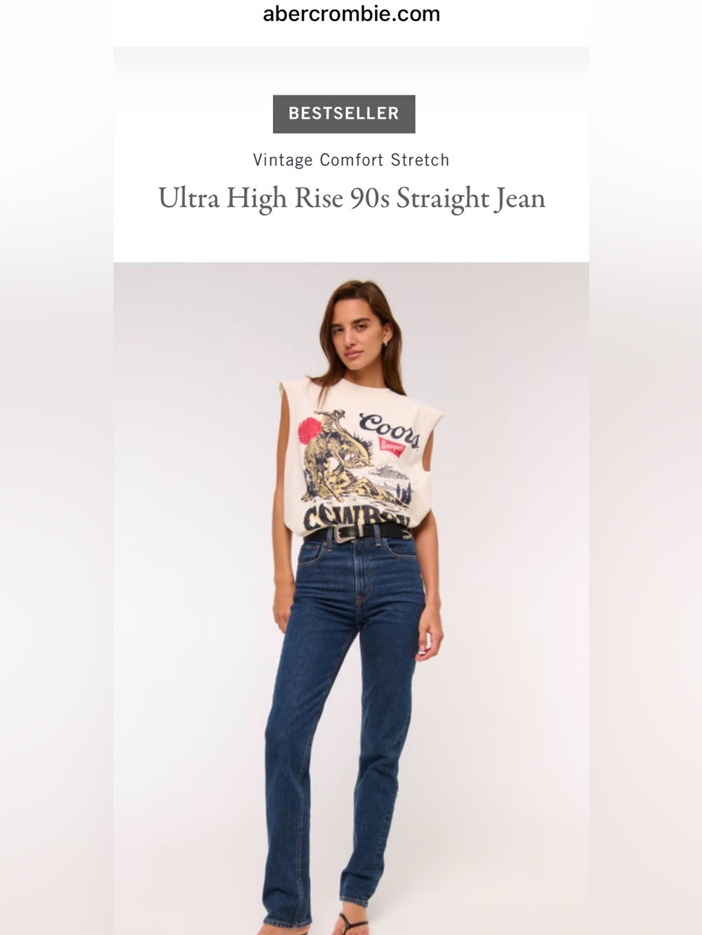 NWT Abercrombie High-Rise 90s Straight Jeans in Dark Blue